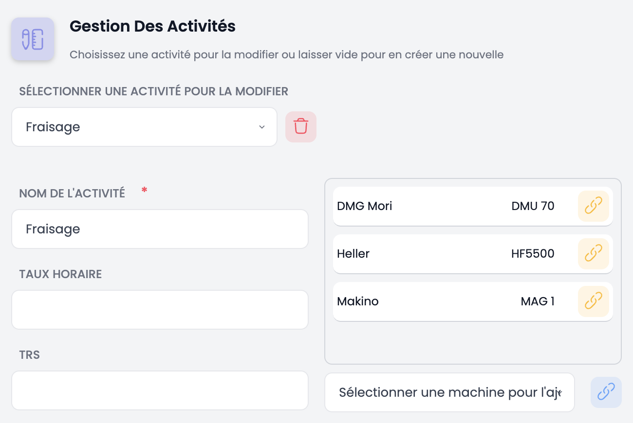 Gestion des activités