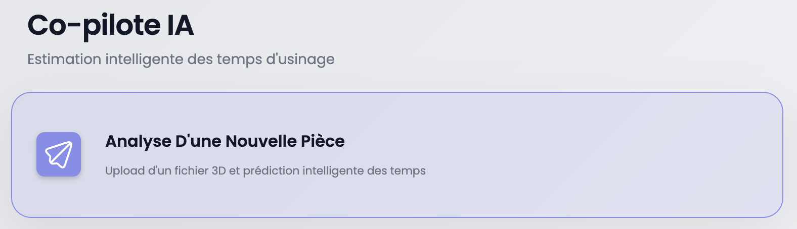 Bouton Analyse d'une nouvelle pièce