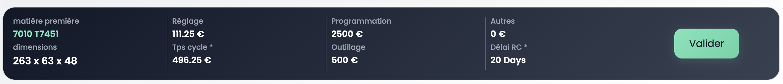 Bandeau de validation Engineering