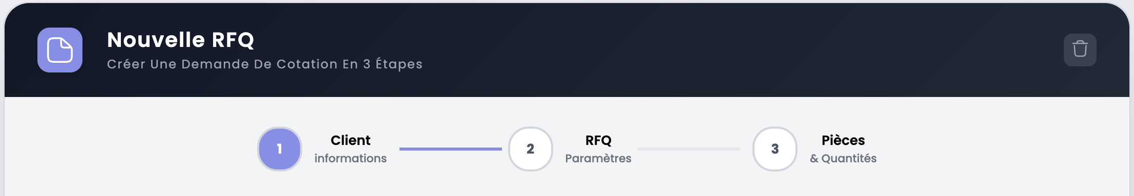 Formulaire de création RFQ